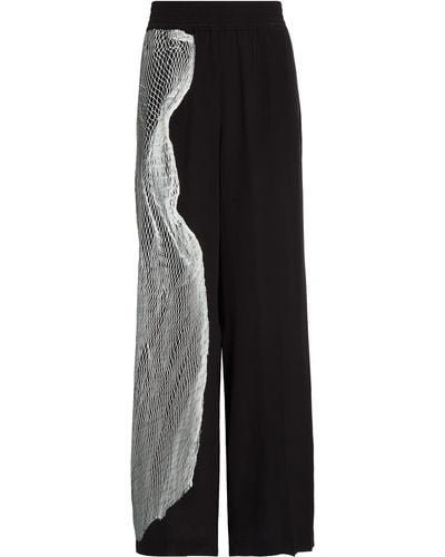 Victoria Beckham Contorted Net Print Silk Pajama Pants - Black