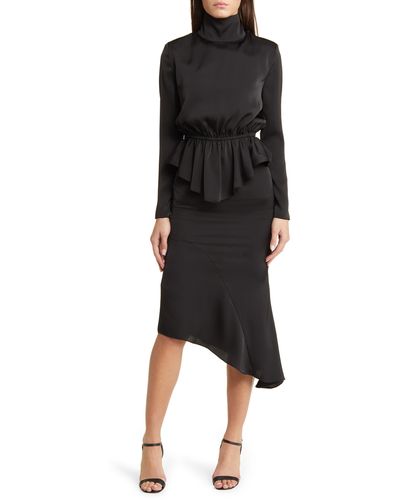 NIKKI LUND Roxy Long Sleeve Top & Asymmetric Hem Skirt - Black
