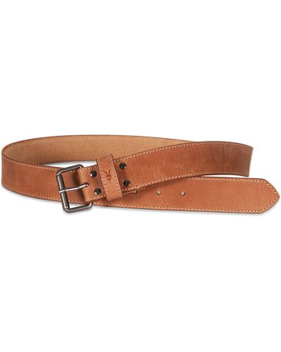 AllSaints Stitched Edge Leather Belt - Brown