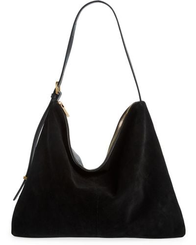 Reiss Vigo Leather Shoulder Bag - Black