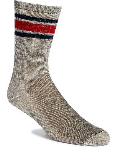 American Trench Stripe Merino Wool Blend Crew Socks - Gray