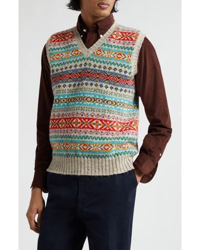 Drake's Fair Isle Wool Sweater Vest - Multicolor