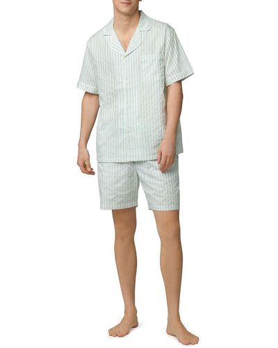 Bedhead Stripe Organic Cotton Short Pajamas - Blue