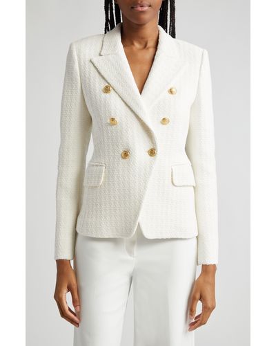 JUDITH & CHARLES Rothco Double Breasted Tweed Blazer - White