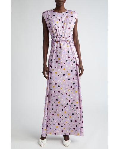 St. John Collage Dots Sleeveless Maxi Dress - Purple