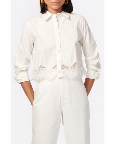 Cami NYC Sora Lace Trim Button-up Shirt - White