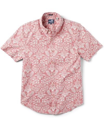 Reyn Spooner Oahu Harvest Tailored Fit Print Short Sleeve Button-down Shirt - Pink