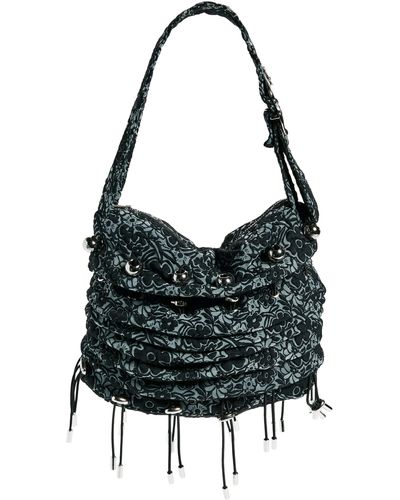 Chopova Lowena Mini Scrunch Print Shoulder Bag - Black