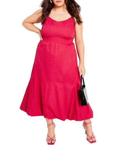 City Chic Eliza Bubble Hem Cotton Maxi Dress - Pink