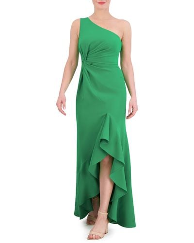 Vince Camuto Ruffle Detail One-shoulder High-low Gown - Green