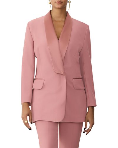 GSTQ Satin Lapel Tuxedo Jacket - Pink