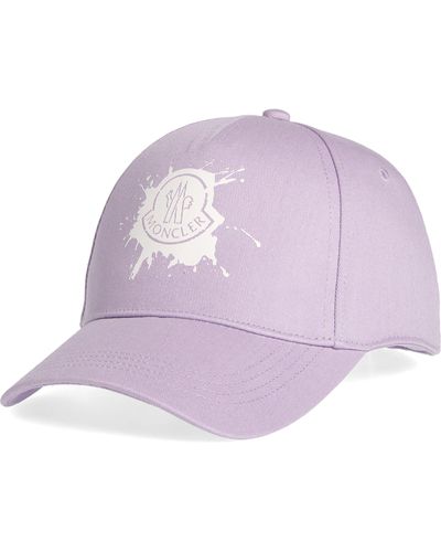 Moncler Splatter Logo Twill Baseball Cap - Purple