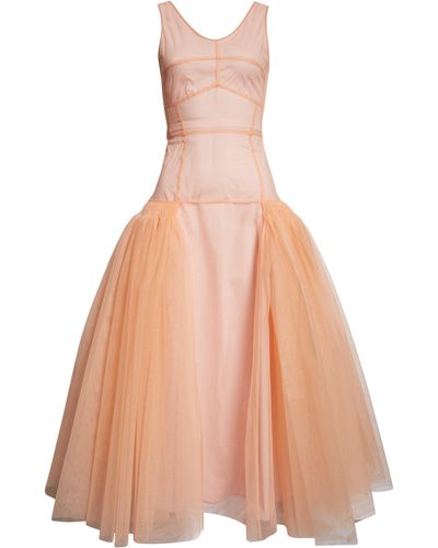 Molly Goddard Willow Tulle Drop Waist Gown - Pink