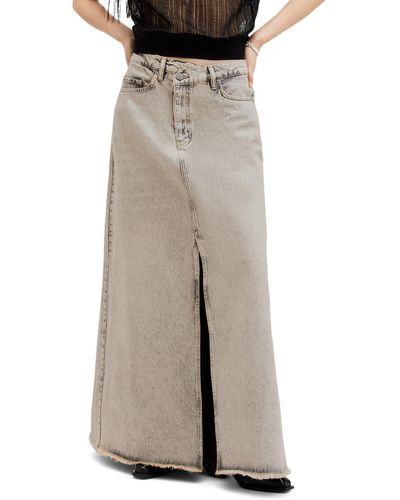 AllSaints Noir Asymmetric Waist Denim Maxi Skirt - Multicolor