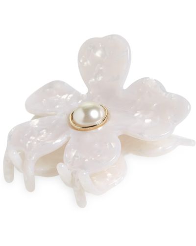 Lele Sadoughi Lily Imitation Pearl Claw Clip - White