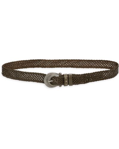 Free People Brix Woven Leather Belt - White