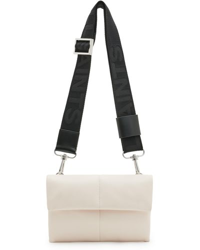 AllSaints Ezra Logo Strap Leather Crossbody Bag - Natural