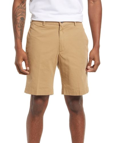 Berle Charleston Khakis Cotton Poplin Flat Front Shorts - Natural