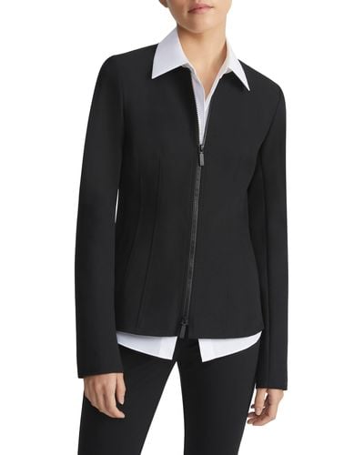 Lafayette 148 New York Acclaimed Stretch Fitted Zip Jacket - Black