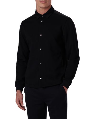 Bugatchi Knit Snap-up Shirt Jacket - Black