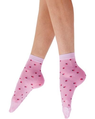Pretty Polly Strawberry Anklet Socks - Pink