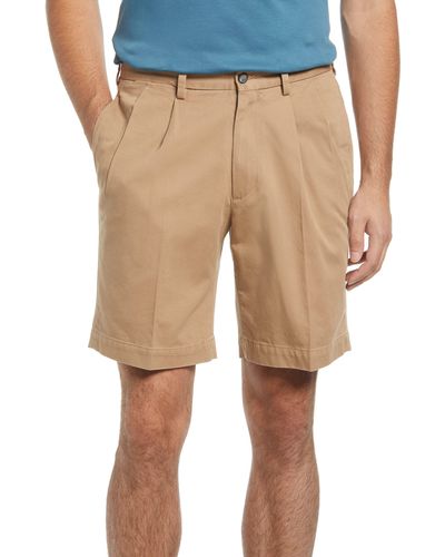 Berle Charleston Khakis Pleated Chino Shorts - Natural