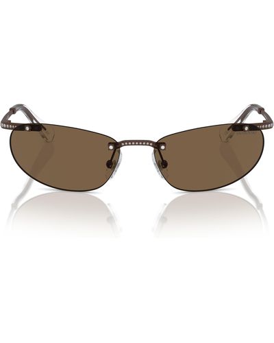 Swarovski 59mm Oval Sunglasses - Brown