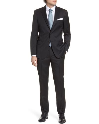 Hart Schaffner Marx New York Classic Fit Solid Stretch Wool Suit - Black