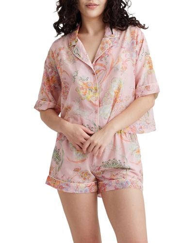 Papinelle Coco Floral Cotton & Silk Short Pajamas - Red