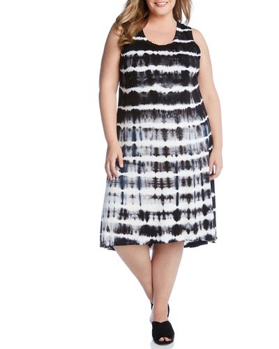 Karen Kane Stripe High/low Dress At Nordstrom - Black