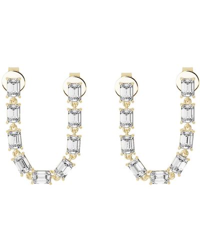 Jennifer Fisher 18k Gold Lab Created Diamond Double Post Dangler Drop Earrings - 4.32 Ctw - White