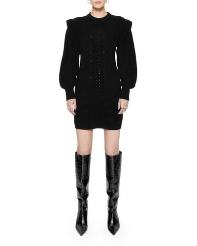 Rebecca Minkoff Daisy Long Sleeve Sweater Minidress - Black
