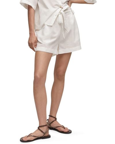Mango Cotton & Linen Paperbag Shorts - White