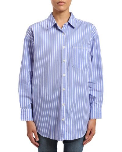 Mavi Stripe Cotton Button-up Shirt - Blue