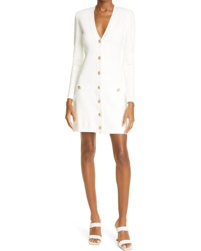 L'Agence Breanna V-neck Long Sleeve Minidress - White