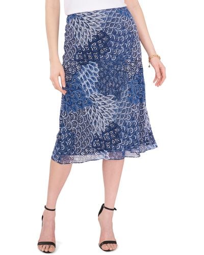 Chaus Print Midi Skirt - Blue