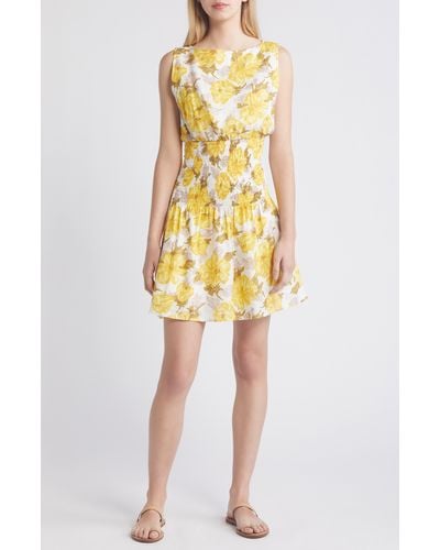 Faithfull The Brand Novalee Floral Linen Minidress - Yellow