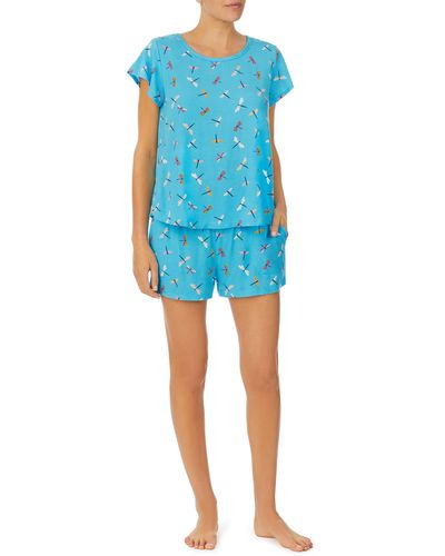 Kate Spade Print Short Sleeve Boxer Pajamas - Blue