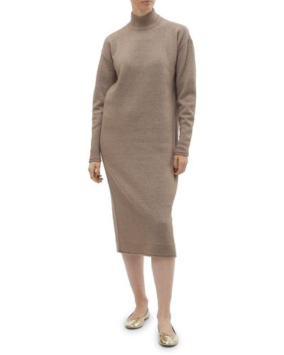 Vero Moda Kaden Long Sleeve Mock Neck Sweater Dress - Natural