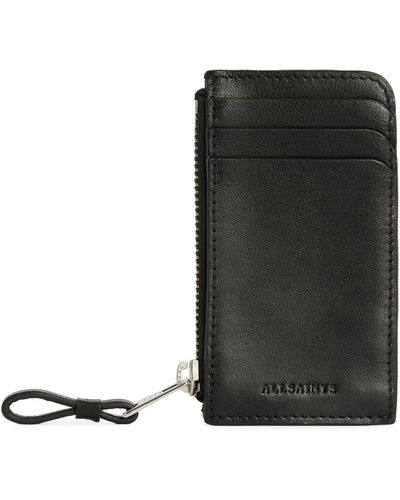 AllSaints Isamu Tierra Leather Card Holder - Black