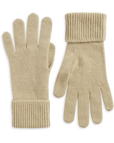 Burberry Equestrian Knight Design Embroidered Cashmere Blend Gloves - Natural