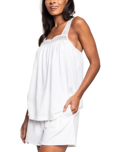 Petite Plume Camille Luxe Pima Cotton Short Pajamas - White