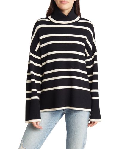 Vero Moda Samba Strips Turtleneck Sweater - Black