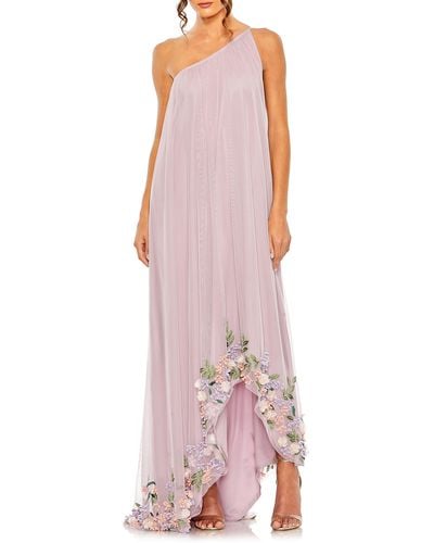 Mac Duggal Embellished One Shoulder Trapeze Gown - Pink