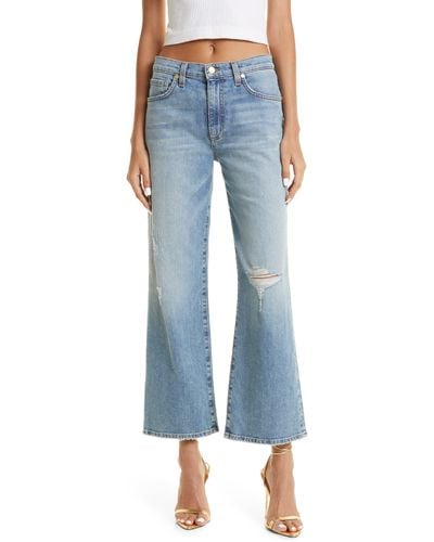 Ramy Brook Angela Ripped Crop Flare Jeans - Blue