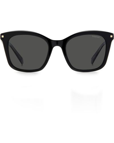Polaroid 51mm Polarized Rectangular Sunglasses - Black