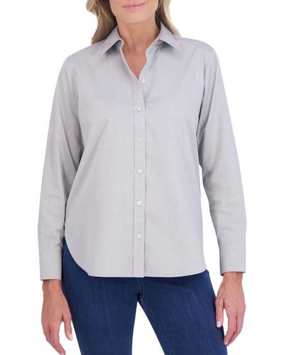 Foxcroft Meghan Solid Cotton Button-up Shirt - White