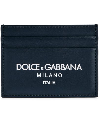 Dolce & Gabbana Milano Logo Leather Card Case - Blue