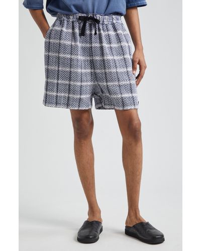 4SDESIGNS baggy Drawstring Tweed Shorts - Blue