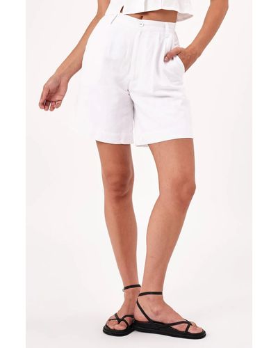 Rolla's Horizon High Waist Linen Blend Shorts - White